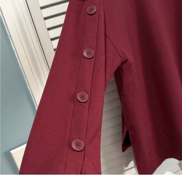 Eloquii Women's Wine Button-Sleeve Sweatshirt - Picture 3 of 6